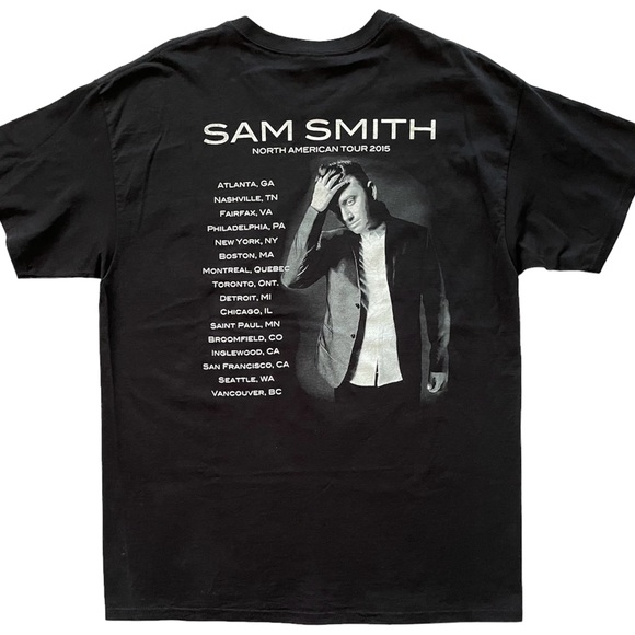 SAM SMITH Mens Womens Large 2015 North American Tour Black T Shirt Unisex Slim - Picture 3 of 7
